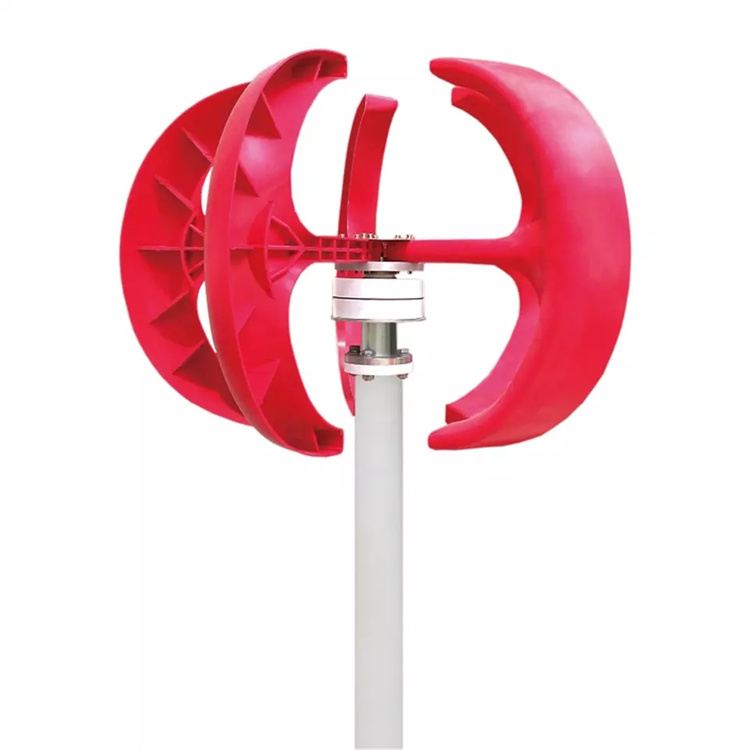 Wind Turbine 400W 12V - กังหันลมขนาดเล็ก 400W 12V แบบโคมไฟสีแดง พร้อมเครื่องกำเนิดไฟฟ้าแม่เหล็กถาวร สำหรับโคมไฟถนน