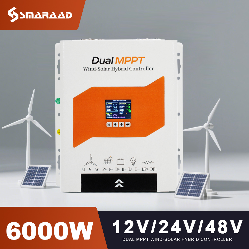 Wind Solar Hybrid Controller 48V - ระบบไฮบริดพลังงานลม 6KW พร้อมตัวควบคุมการชาร์จพลังงานแสงอาทิตย์แบบ Dual MPPT ปรับอัตโนมัติ