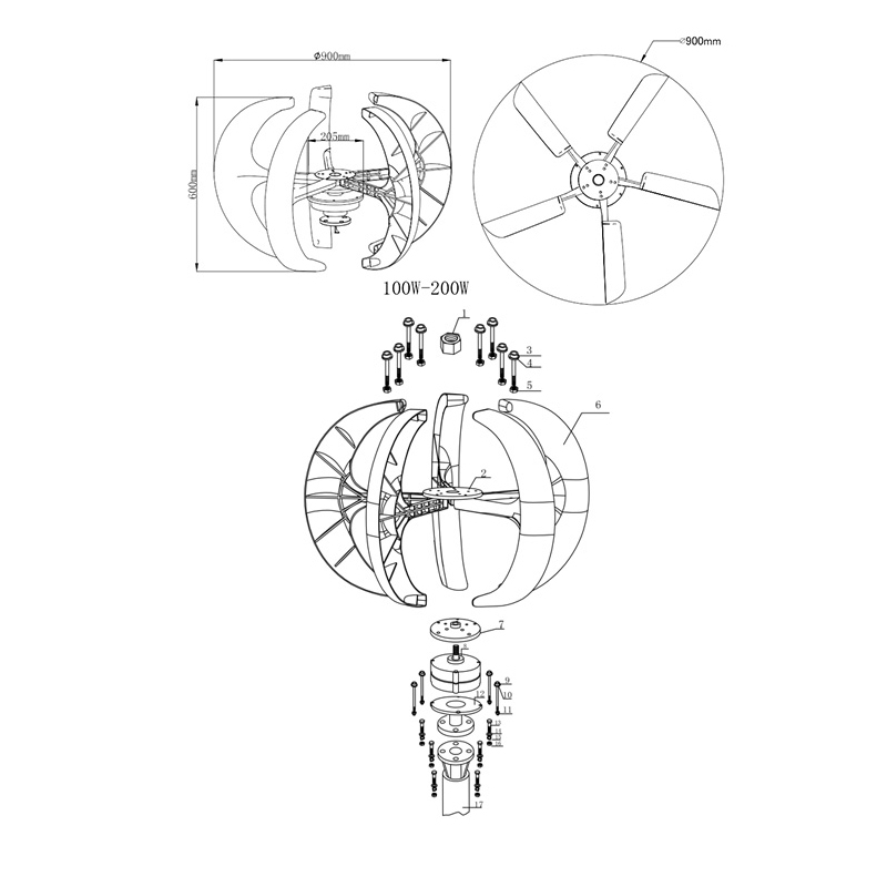 Wind Turbine 400W 12V - เครื่องกำเนิดไฟฟ้ากังหันลมแกนตั้ง 400W 12V กังหันลมขนาดเล็กพร้อมตัวควบคุม พลังงานฟรี
