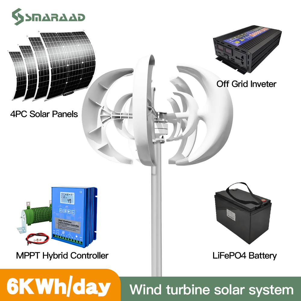 Wind Turbine 5000W 48V - การจัดส่งอย่างรวดเร็ว 3000W 24V 48V กังหันลมแนวตั้งในครัวเรือนเสียงต่ําและระบบเซลล์แสงอาทิตย์ที่มีประสิทธิภาพในโปแลนด์