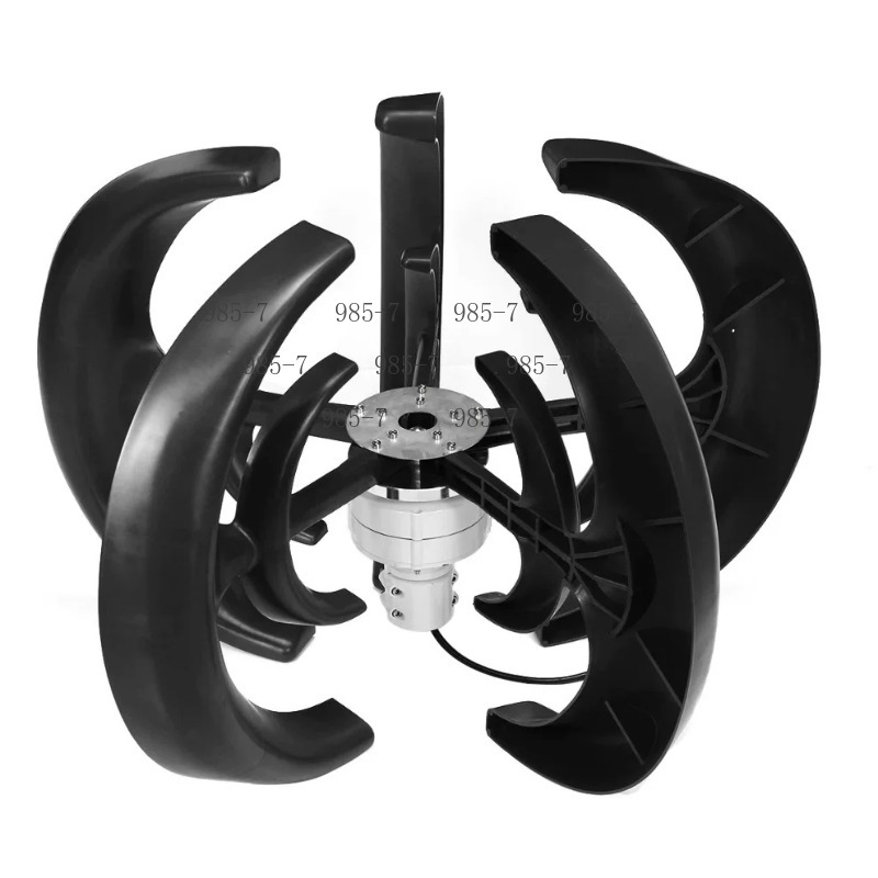 Wind Turbine 1000W 24V - กังหันลมแกนตั้ง 12V/24V 1000W VAWT เครื่องกำเนิดไฟฟ้าพลังงานลมแบบออฟกริดขนาดเล็กสำหรับบ้านและกลางแจ้ง