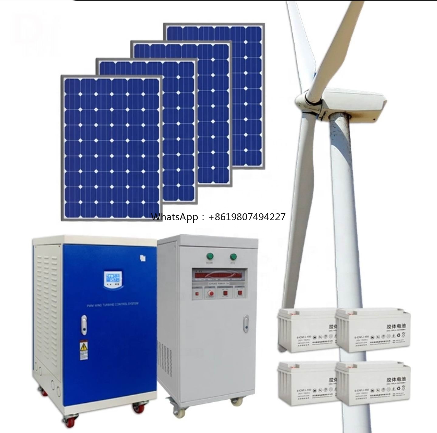 Wind Turbine 48V 5Kw Off Grid - ระบบพลังงานแสงอาทิตย์และกังหันลมแบบไฮบริดออฟกริด 48V 96V 220V 380V 5kw