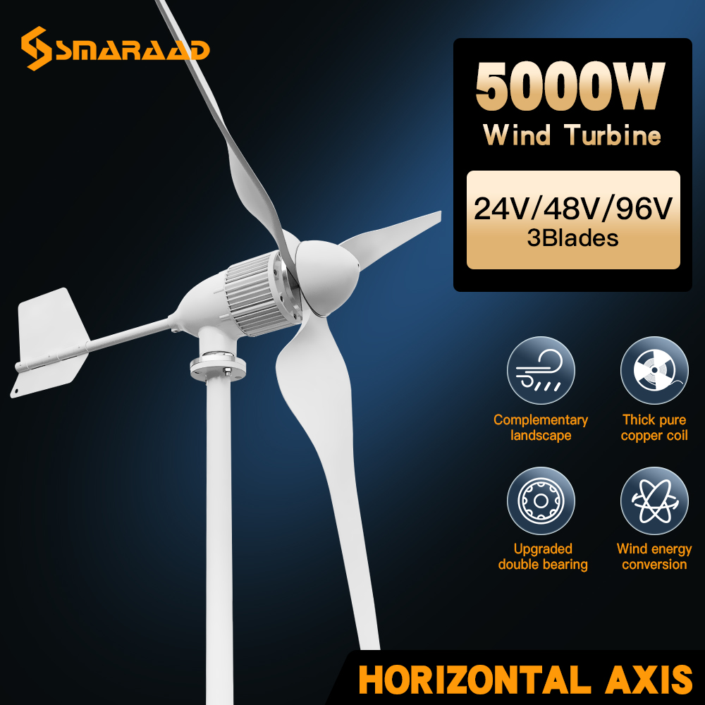 Wind Turbine 5000W 48V - คลังสินค้าโปแลนด์มอบชุดเครื่องกําเนิดไฟฟ้ากังหันลมแนวนอนขนาด 6KW ที่ได้รับการอัพเกรดใหม่และทรงพลังยิ่งขึ้นพร้อมความเร็วต่ํา