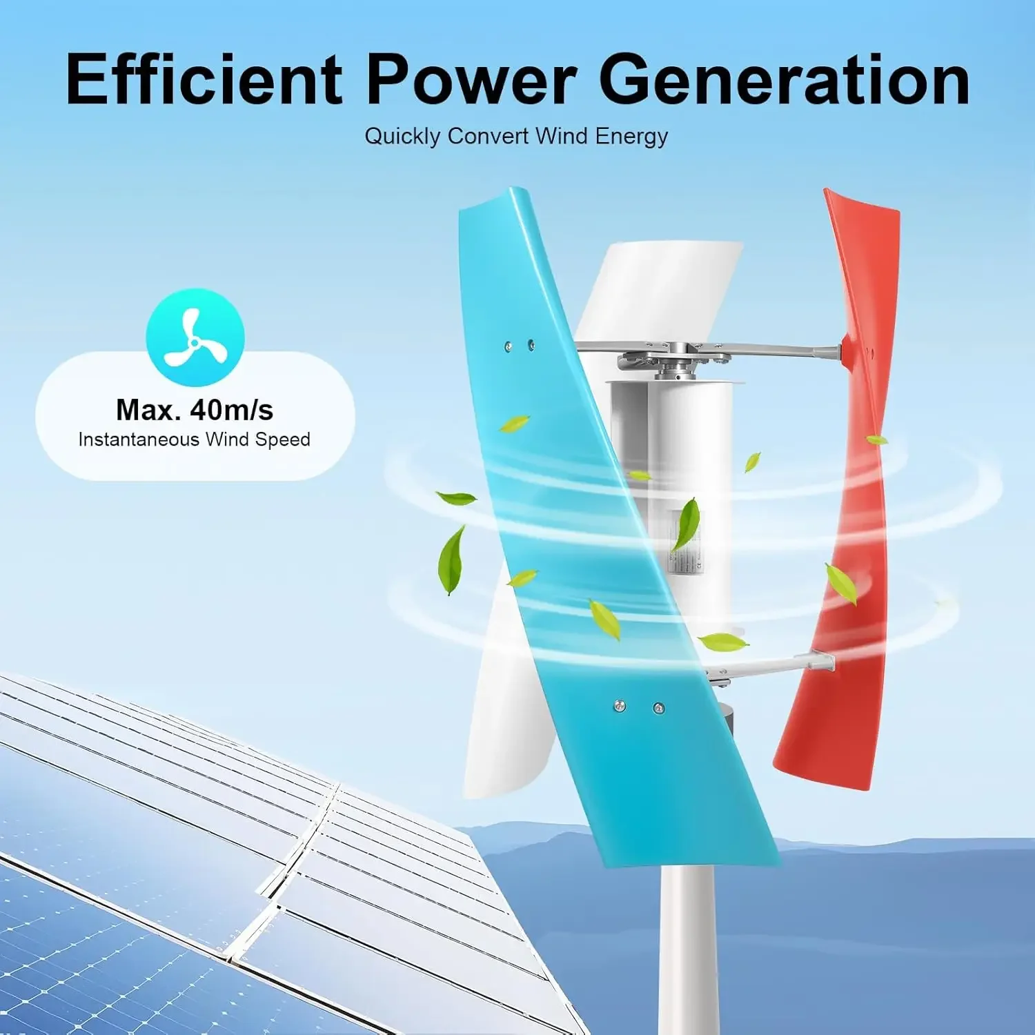 Wind Turbine 400W 12V - กังหันลม 400W, เครื่องกำเนิดไฟฟ้ากังหันลมแบบแกนตั้ง 12V พร้อมใบพัด 3