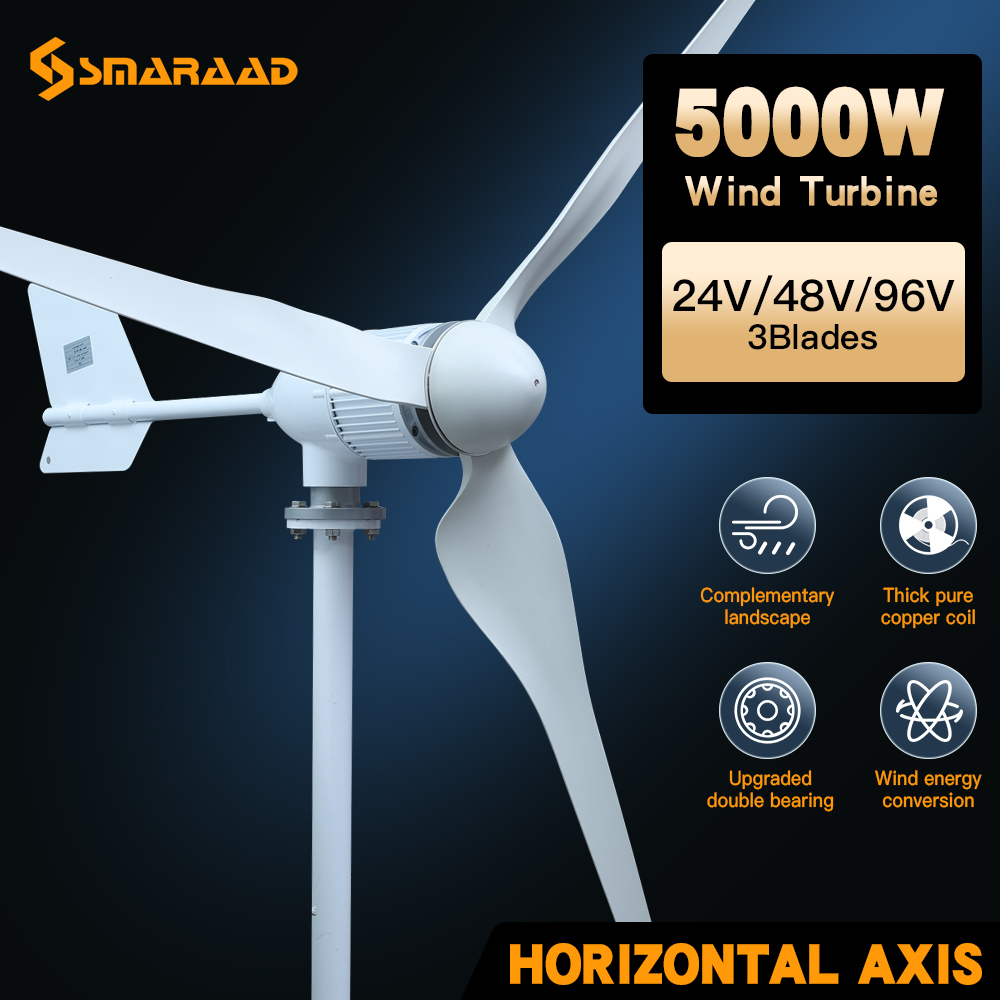 Wind Turbine 48V 5Kw Off Grid - กังหันลมแนวนอน 5KW 2KW 12V 24V 48V