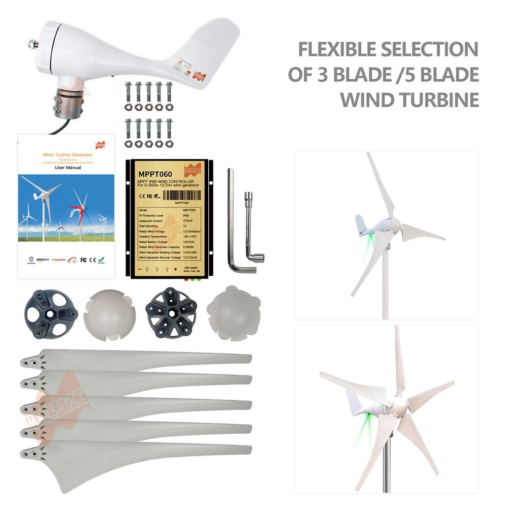 12V 24V 400W เครื่องกำเนิดไฟฟ้ - Wind Turbine 400W 12V บทวิจารณ์และราคา