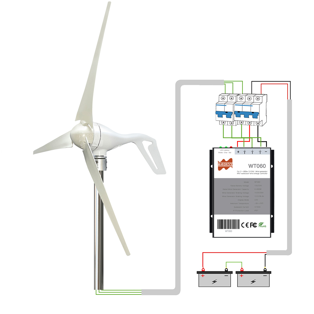3 หรือ 5 ใบมีด 400W 12V 24V เค - Wind Turbine 400W 12V บทวิจารณ์และราคา