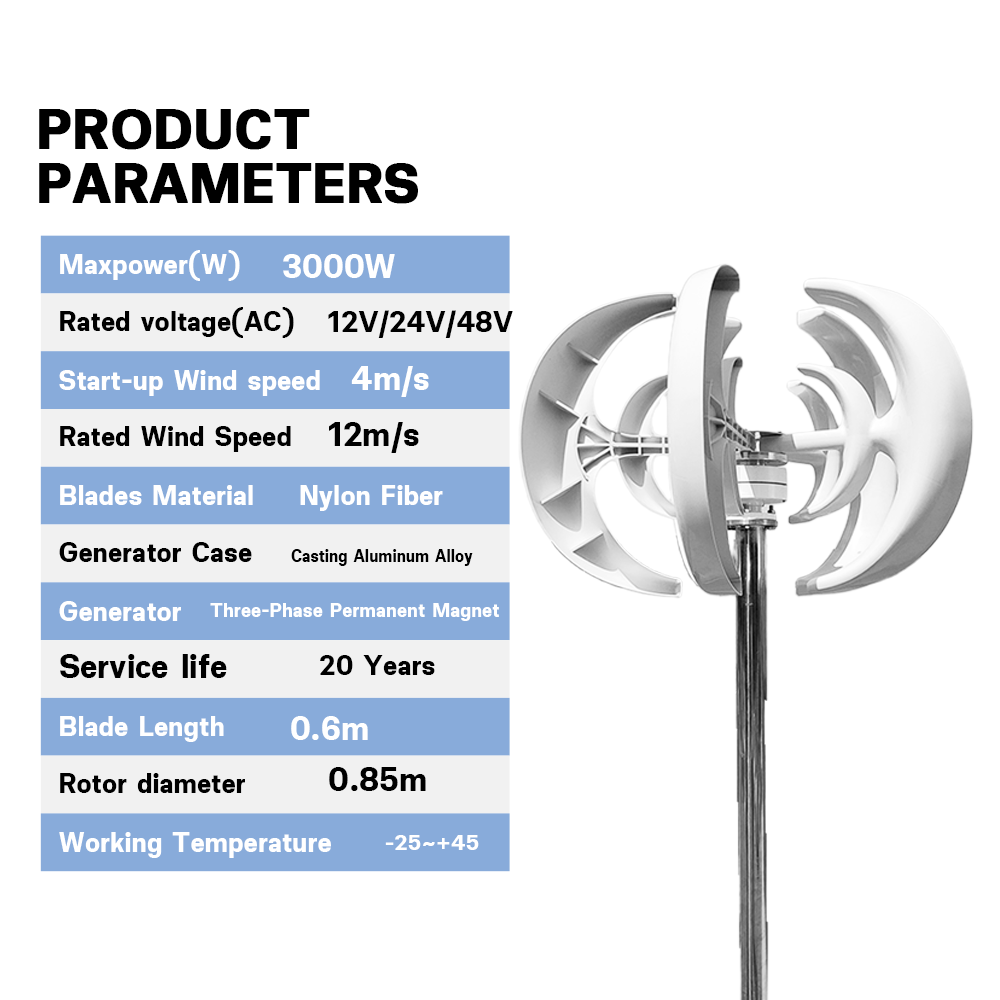 ชุดมอเตอร์กังหันลมผลิตไฟฟ้า 30 - Vertical Axis Wind Turbine 3000W บทวิจารณ์และราคา