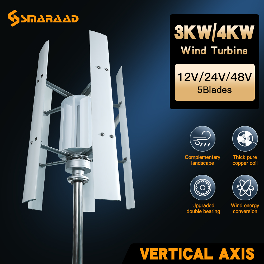 Smartaad 220V แกนแม่เหล็ก3KW แ - Vertical Axis Wind Turbine 3000W บทวิจารณ์และราคา