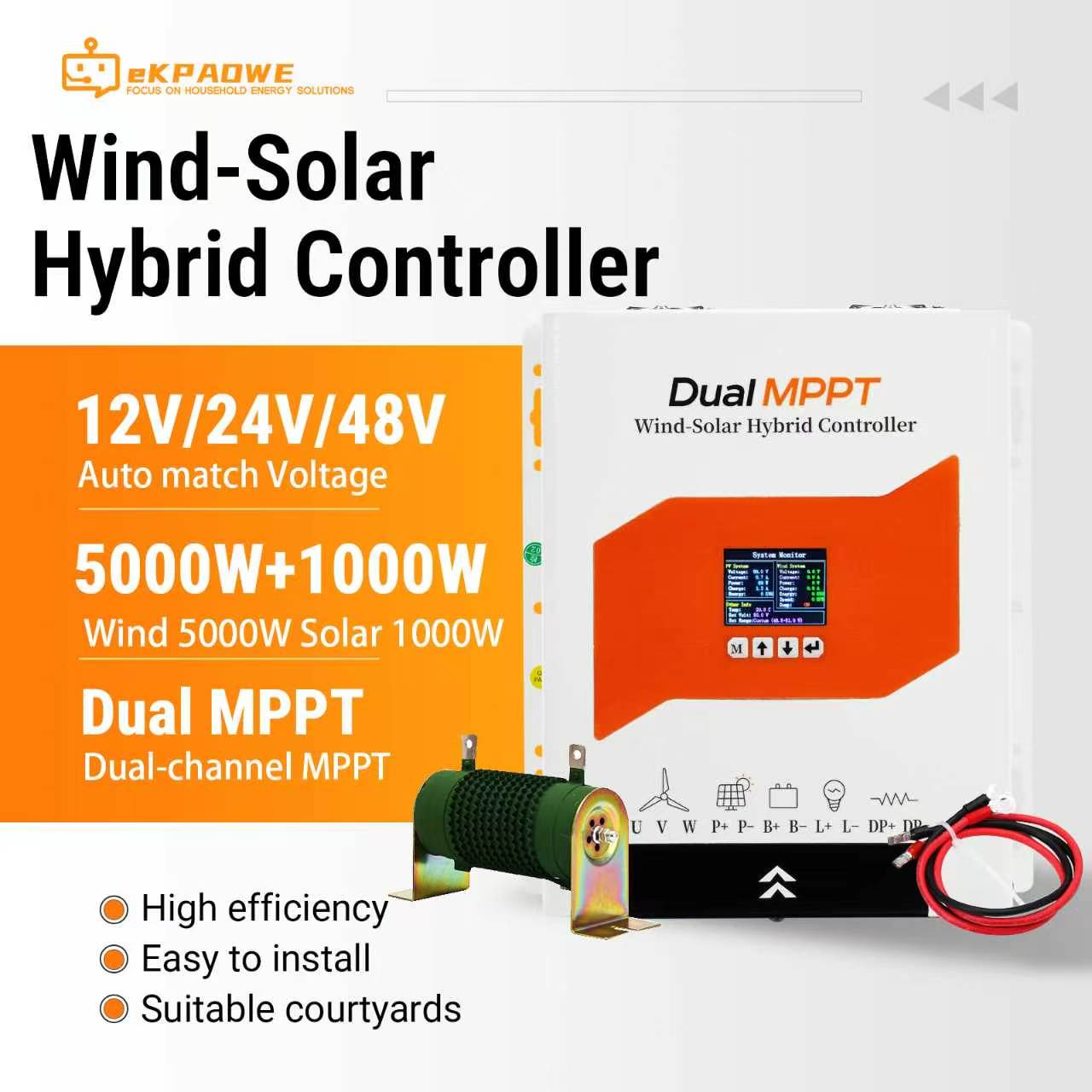 ตัวควบคุมการชาร์จแบบไฮบริดพลัง - Wind Turbine 1000W 24V บทวิจารณ์และราคา