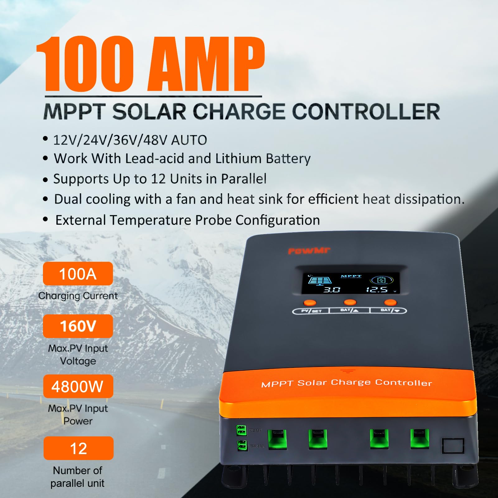 PowMr 100A MPPT ตัวควบคุมการชา - Wind Solar Hybrid Controller 48V บทวิจารณ์และราคา